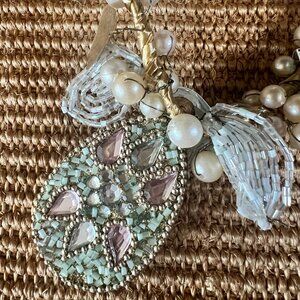 Beaded Easter Egg Garland and Plush Bunny Ear Headband NWT